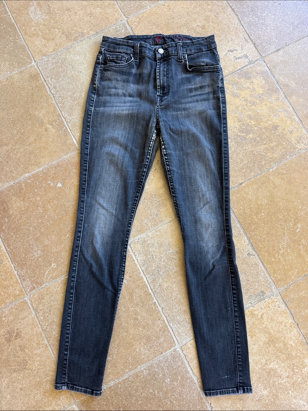 7 For All Mankind Women's Dark Gray-Black Skinny Jeans